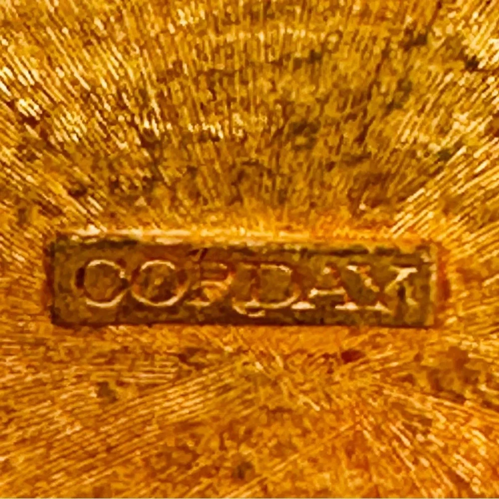 Vintage Corday Perfume Purse Necklace Butterfly Gold Tone Signed 24” Chain